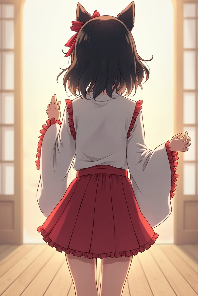 make Rukia Kuchiki ya tasumaki with little clothes in doggy style pose and the camera from behind