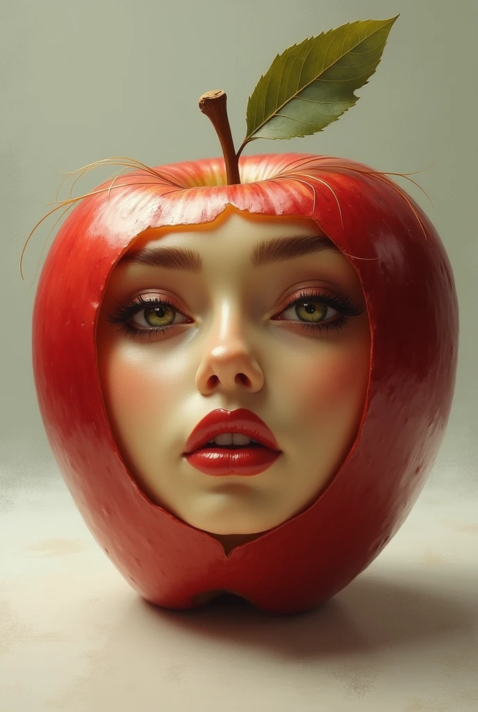 Made a sexy appel with a face girl