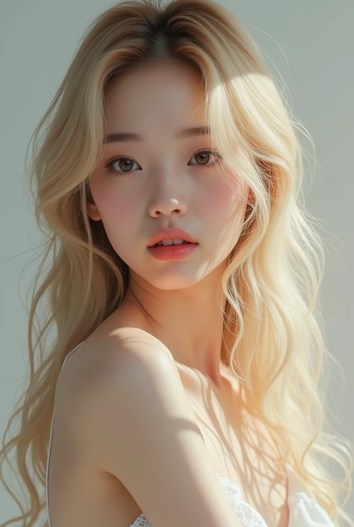 Blond 16 year old realistic korean girl posing