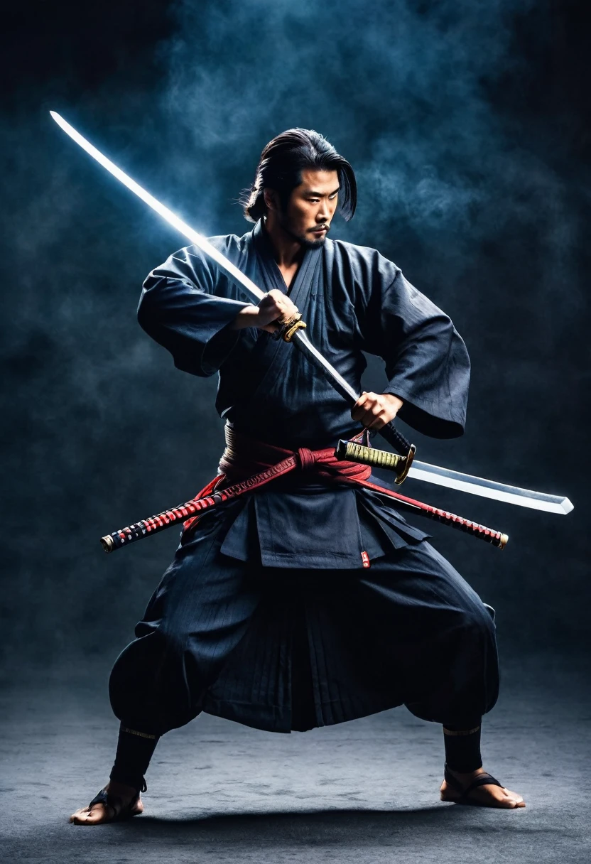 A samurai confidently wielding a shining sword in the center of the composition.. The samurai's sharp eyes capture your attention as they exude focus and determination... Beautifully crafted details highlight the intricate pattern of the samurai armor.., Add depth and texture to the image. With every movement, A trail of blood follows the rapid movement of the sword., Leaving behind a powerful visual impact. The blood spurt adds a sense of intensity and realism to the scene.., emphasizing the raw power of the samurai's blow. Using a combination of charcoal and acrylic paint., The artwork exudes a unique blend of traditional and contemporary styles.. The artist skillfully employs this medium to capture the essence of the samurai's strength and elegance... With minimalist strokes, The artist masterfully conveys the essence of the samurai., reducing unnecessary details while emphasizing the key elements that define your character. The composition is dynamically organized., creating a feeling of movement and energy. The samurai pose radiates confidence and skill., As if frozen in the middle of a powerful attack.. Motion blur is cleverly incorporated into the scene., Enhancing the sense of movement and adding a touch of dynamism to the artwork.. The combination of stylistic approach and dynamic composition results in a visually captivating piece that leaves a lasting impression on the viewer... The color palette is carefully chosen, with a focus on bold, contrasting tones. Deep red tones, Representing blood and passion., They are juxtaposed with subtle touches of grey and black to create a visually striking contrast... The lighting is spectacular., Casting dramatic shadows that further enhance the intensity of the scene.. The overall effect is one of strength and beauty.., Capturing the essence of the samurai spirit