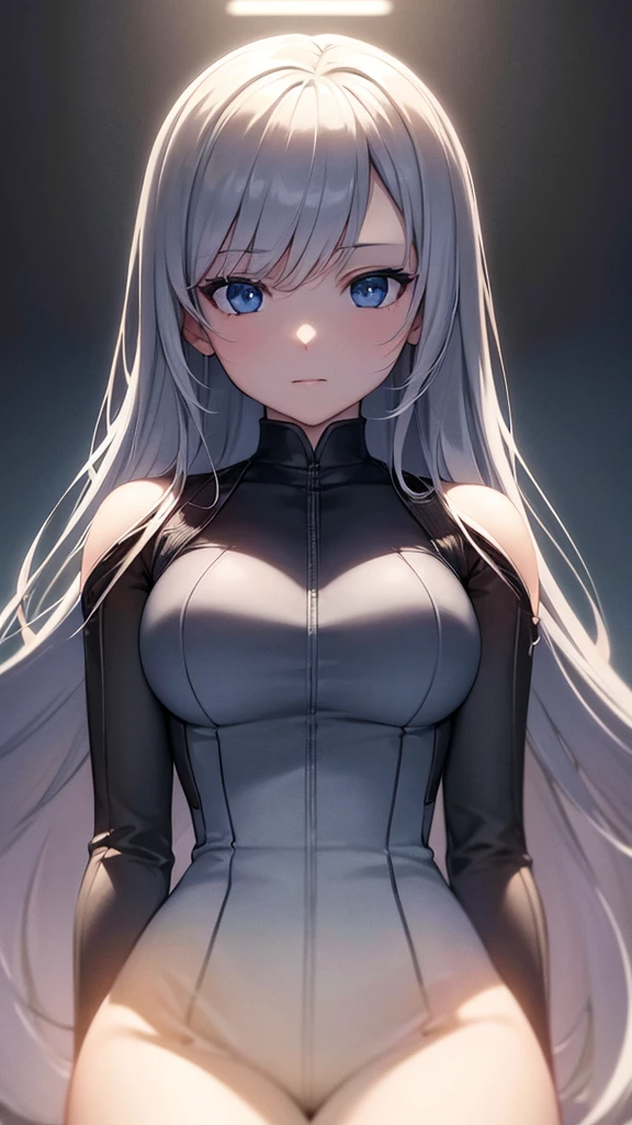 ((obra maestra)), ((mejor calidad)), (ultra detallado), ((extremadamente detallado)), 4k, (8K), mejor calidad, (Hermoso), estilo animado, mirar hacia arriba desde abajo, bar, Noche, una chica guapa, 1 chica, solo, traje, Hermoso rainbow hair, Hermoso blue eyes, ((Hermoso eyes)), De piel blanca, pendientes, cuello, sonrisa
