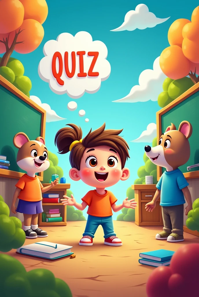 Create a cover for a quiz video for kids