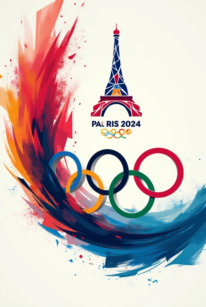 Olympic Emblems:
Place the Olympic rings and the Paris 2024 logo prominently in the poster, possibly near the top or bottom corners, to tie the whole theme together.