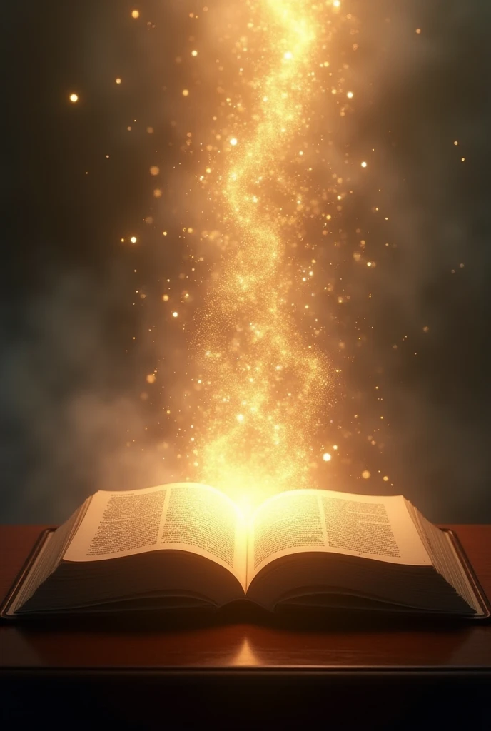 Bible verses in Spanish coming out of an open book