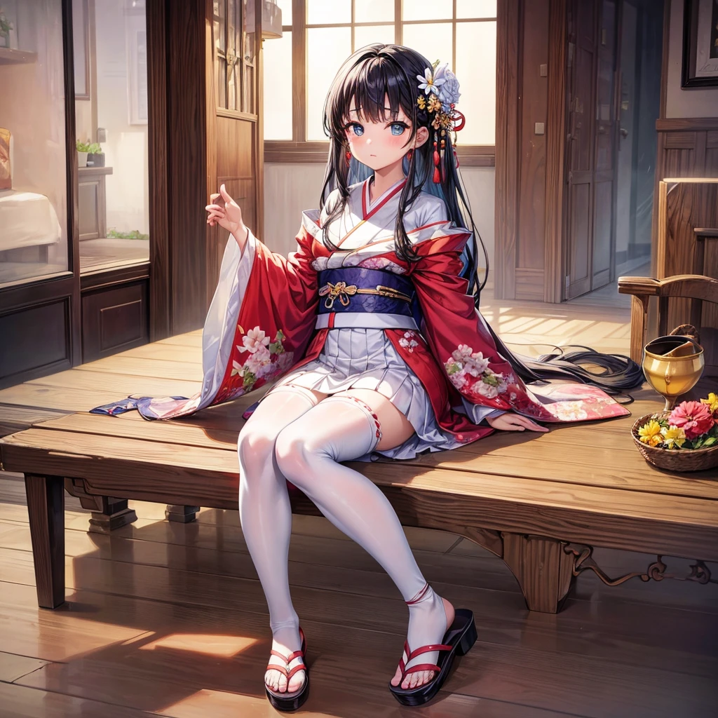 beauty, masterpiece, world art, 4K,
Photos of girls, 4 girls, kimono, room, table, white stockings, sandals, hairpins with flower.