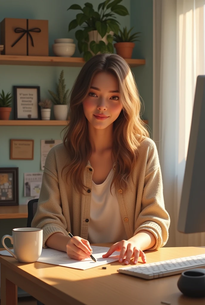 a girl who is lucky with an online sales businessa girl with an online sales business doing an activity