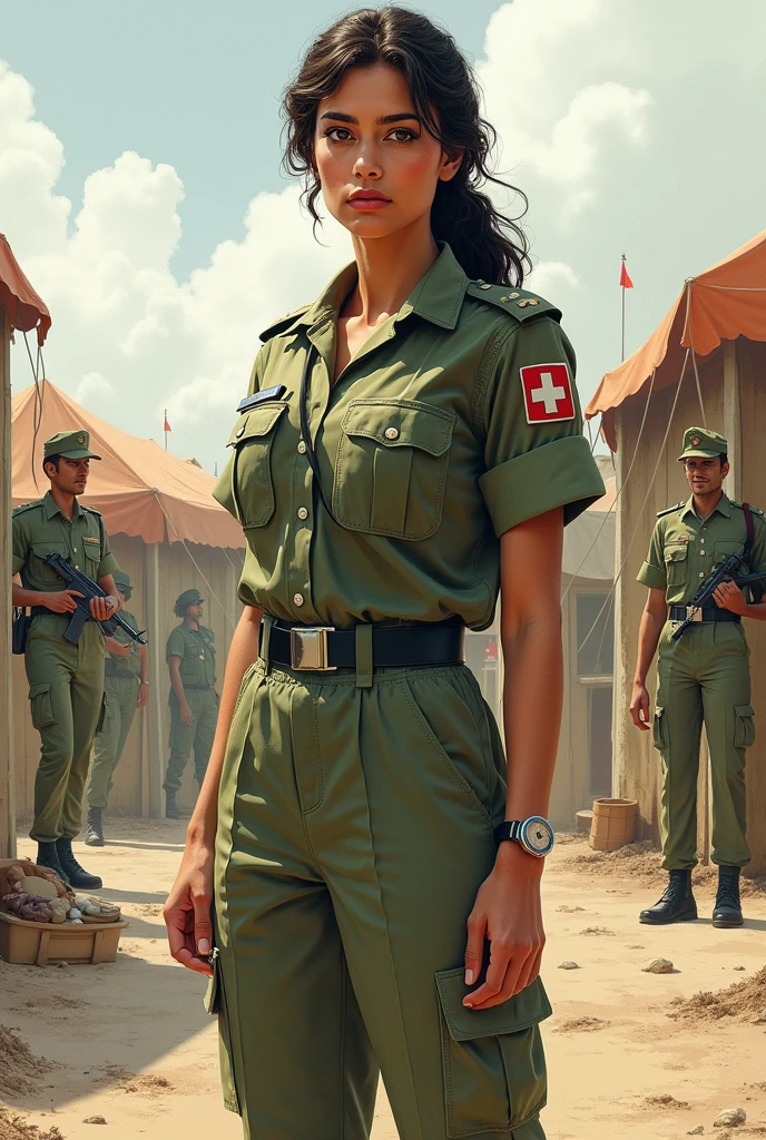 Girl is doctor in Indian army sketch