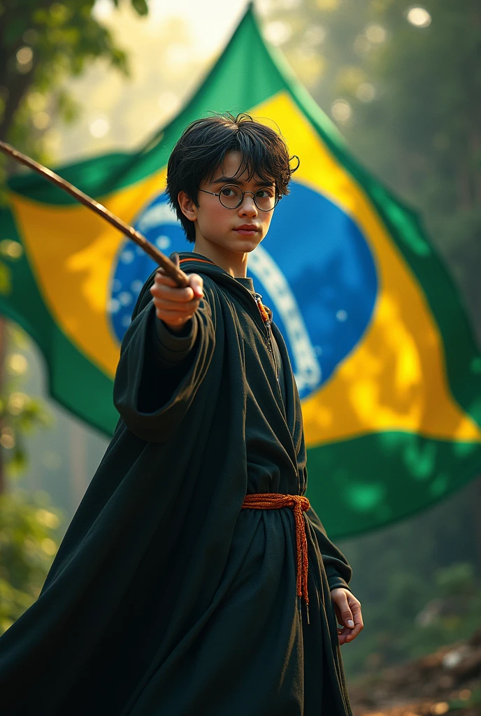 Harry Potter with the Brazilian flag