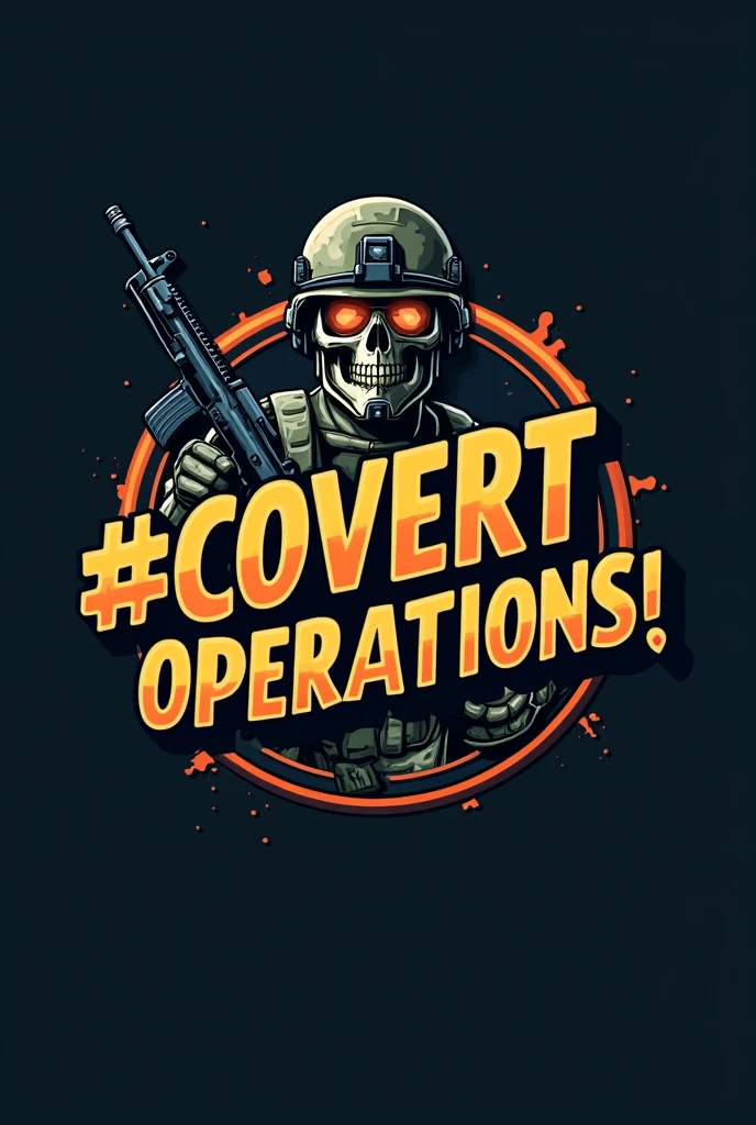 Military logo that says ¡Covert Operations! With a military theme in a lively and round style respecting the signs of the name and more serious