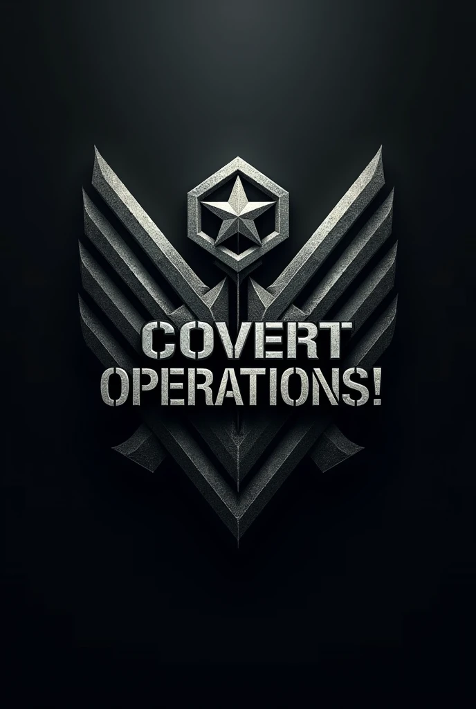 Military logo that says "¡Covert Operations!" With a military theme round respecting the signs of the name and more serious 
