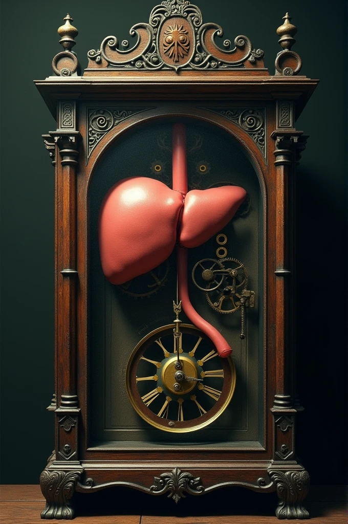Liver behind a old clock
