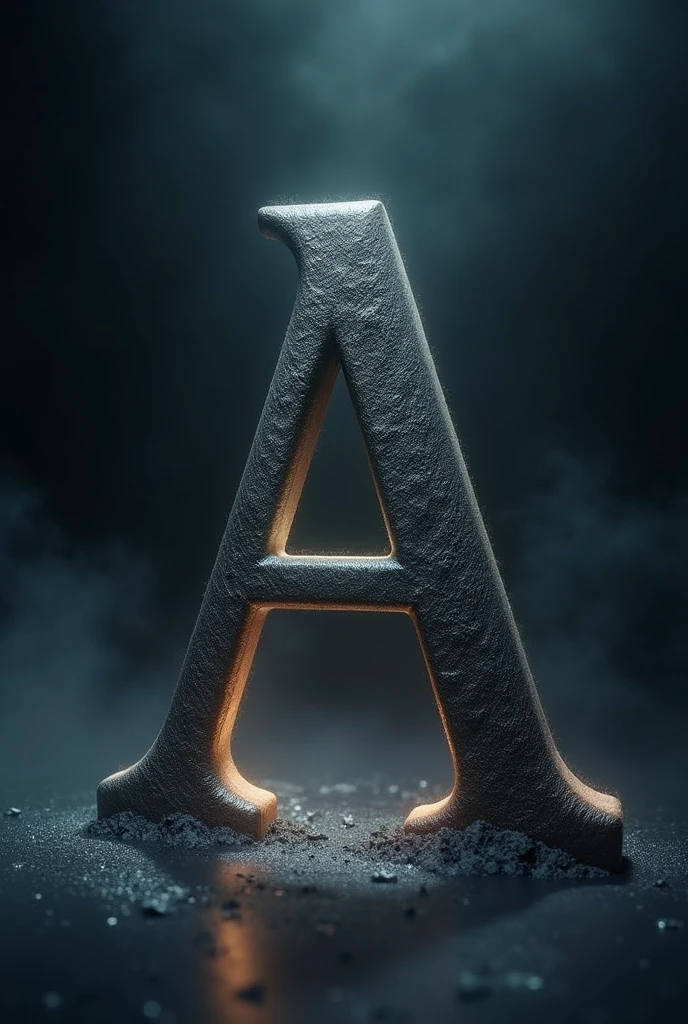 The background should be a dark gradient to keep the focus on the letter and the person. Ensure that the lighting gives a soft glow to the edges of the.A. 3D letter and casts subtle shadows to add depth