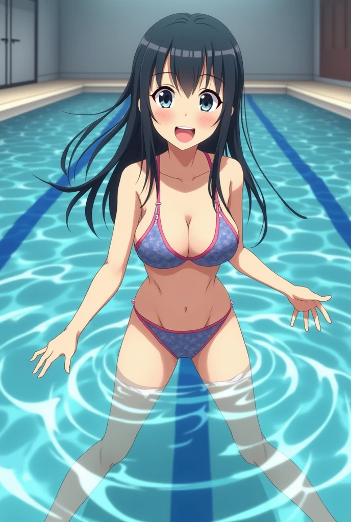 1 girl, Ocean,,((Yukinoshita Yukino )), married,Completely naked,,whole body,beautiful breasts,nipple,pussy,urethra,thighs,,waltz dance,lily,Low - Angle,looking at camera,