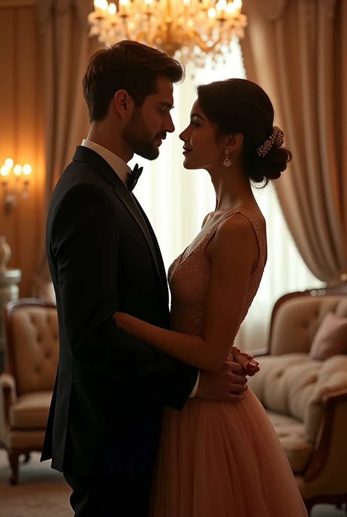 A couple facing each other in A opposite side