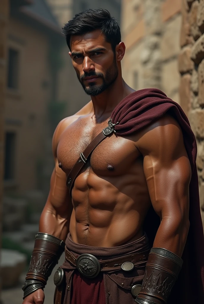 (Handsome man, Typically black or dark brown, though some individuals might have lighter shades due to genetic mixing.
Facial Features: A combination of high cheekbones, almond-shaped eyes, and strong jawlines, reflecting both their Central Asian and Mediterranean heritage. 24, muscular, sexy, medieval times 