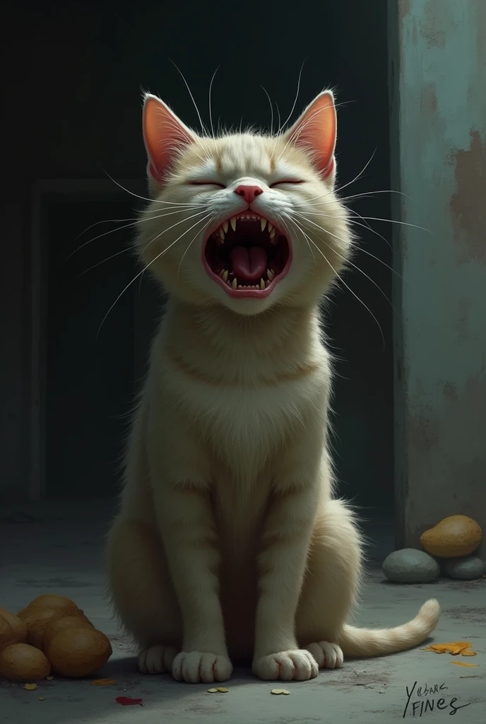 Cat crying from hunger
