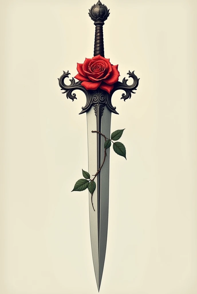 a simple dagger with a rose in the center