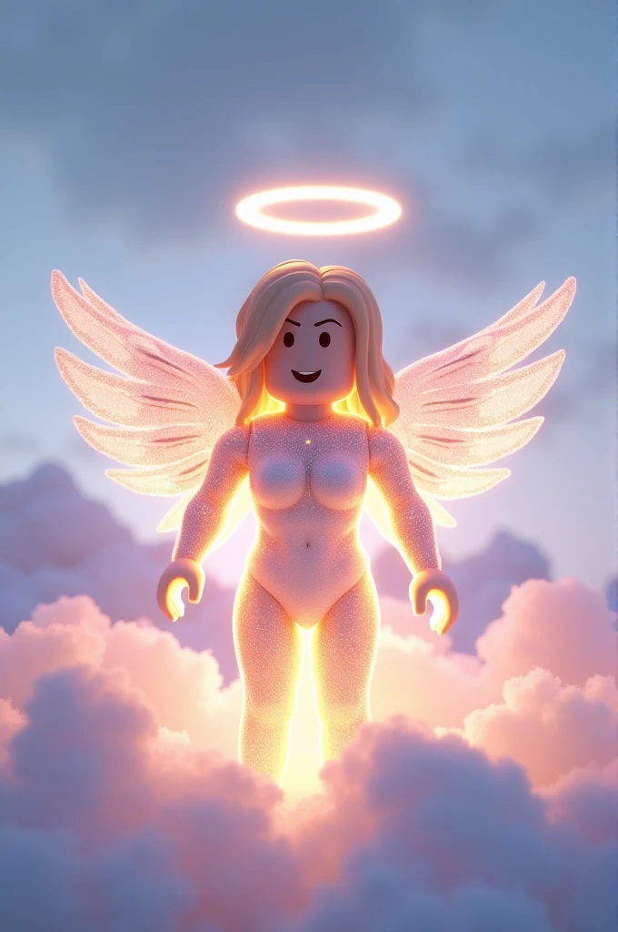 uma gfx de Roblox com a skin de anjo