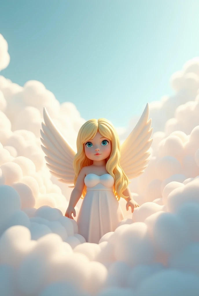 a gfx so Roblox with the blonde angel skin with the clouds background