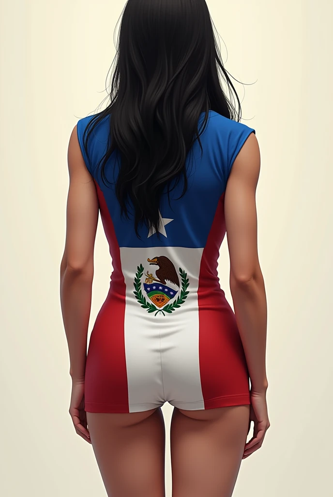 Illustration of a woman from behind (representing that it is Honduras) with the flag of Honduras on the back