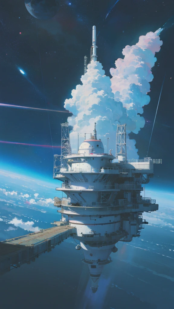 landscape,Anime Style,(Space Station),Overall view of the facility,Lunar Surface,Space Colony