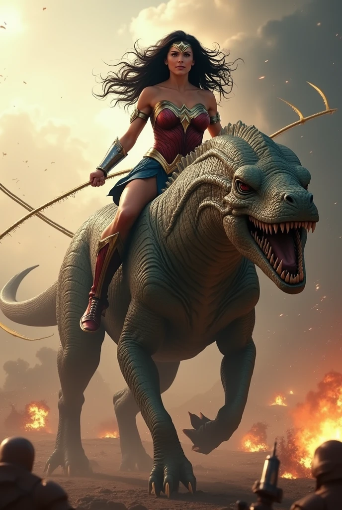 Wonder woman war amazon riding an alien warrior
