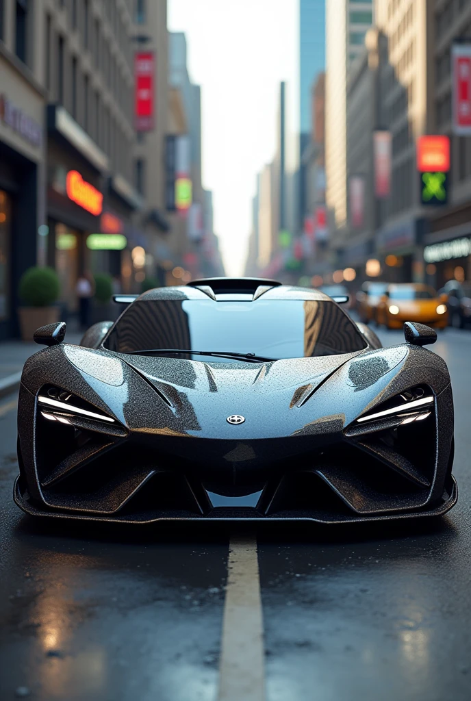 High performance sports car with a v12 and a monstrous body kit and a high spoiler, give it a name