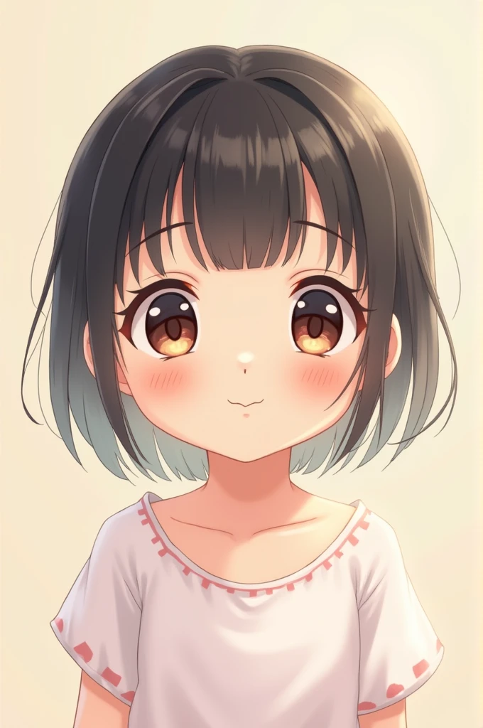 Loli,Small, round, almond-colored eyes,small round nose,tooth,(Cute Face:1.3),bangs,thin,small 
Breasts