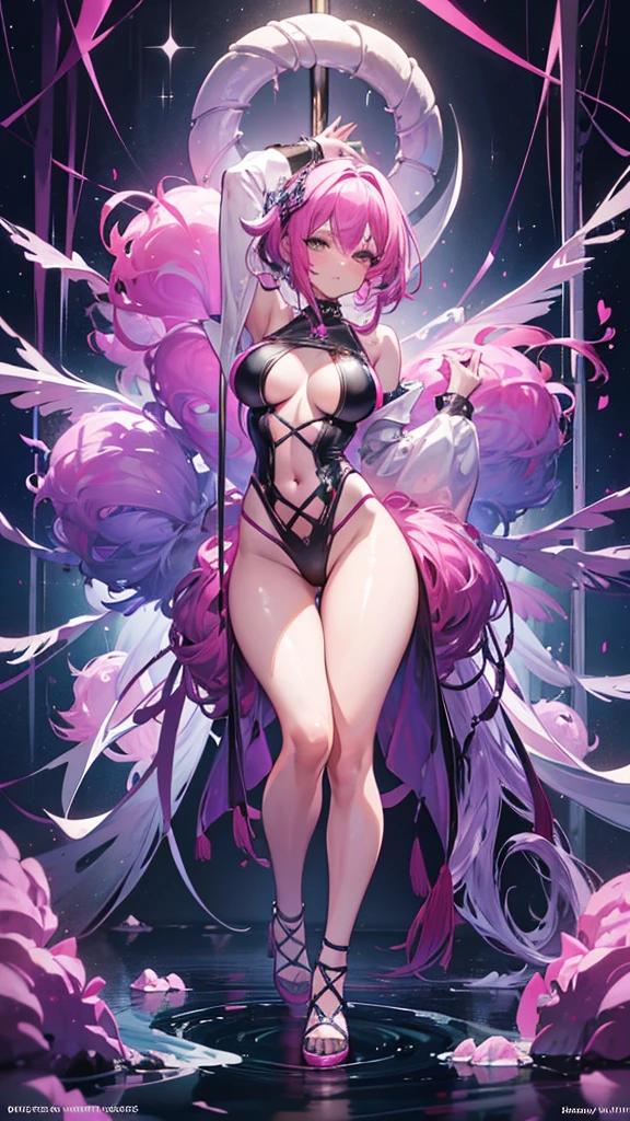 A beautiful alluring candy hybrid african female, covered in gooey sticky candy, curly afro pink cotton candy hair, dark skin, inside a gooey candy filled river at fantasy candy castle room, stripping on a dance pole, dance pole is made of striped candy, wearing clothes made of candy, fantasy Theme, candy Theme, Fiverr Dnd Character, Octane Render, Digital Art, Extreme Detail, 4k, Ultra Hd, Polished, Beautiful, Hyperdetailed, Intricate, Elaborate, Meticulous, Photorealistic, Sharp Focus, Wlop, Character Design, Unreal Engine, 3d Rendered, Volumetric Lighting, Reflections, Glossy, Digital Illustration, Pose, Suggestive Pose, Lewd, Full Body Shot, anatomically correct 💖❤💕💋❣
