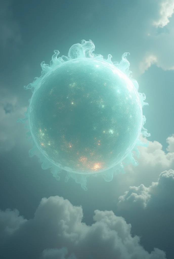 Generates an image of a structure that is just beginning to form a sphere in the sky