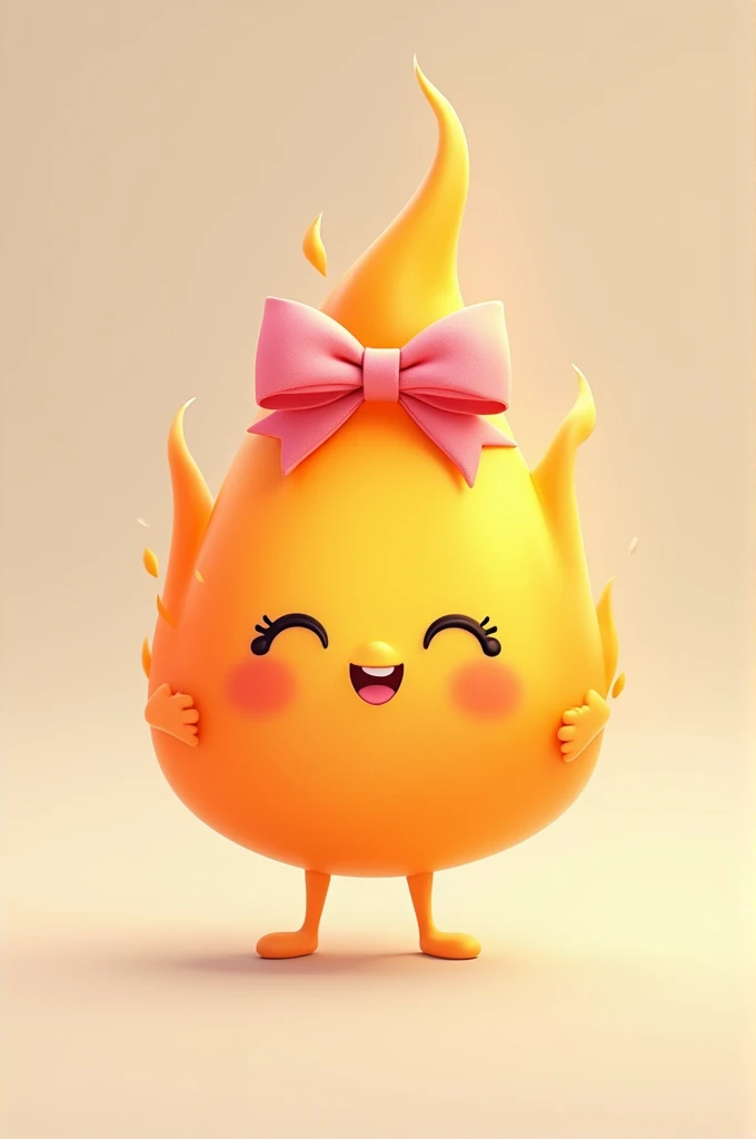 Create a little fire like the emoji with a pink bow on its head
