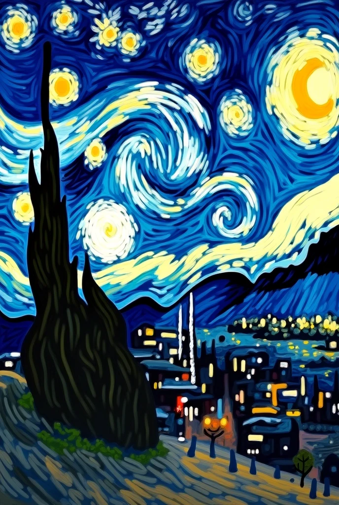 van gogh's starry night by day