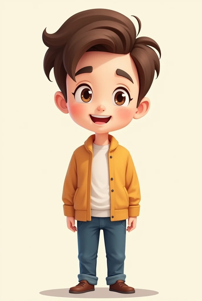 Mature man 30 years old brunette chibi drawing style, full body image, 2d