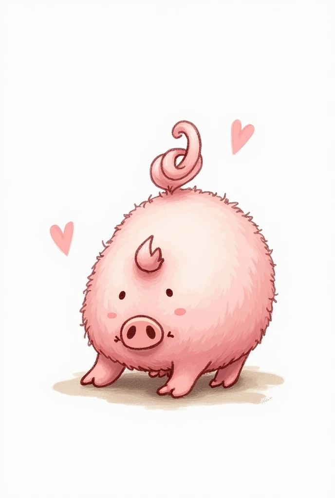 Drawing only of the cute pig's tail on a white background