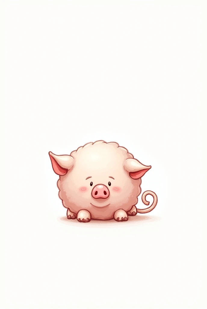 Drawing of just the cute and individual pig&#39;s tail on a white background