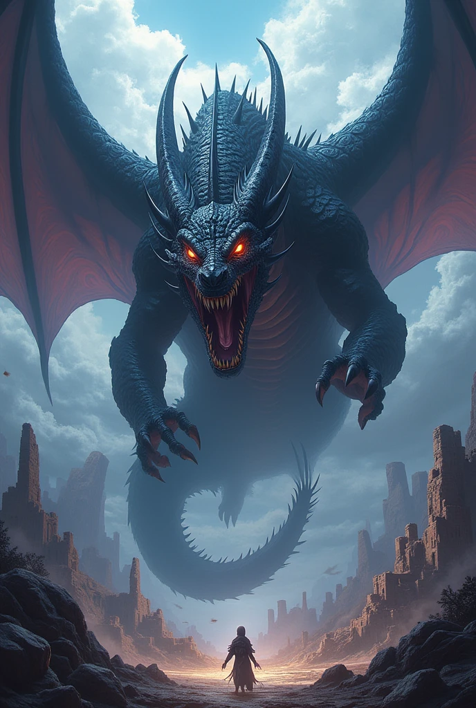 dark dragon, ancient, anime style
