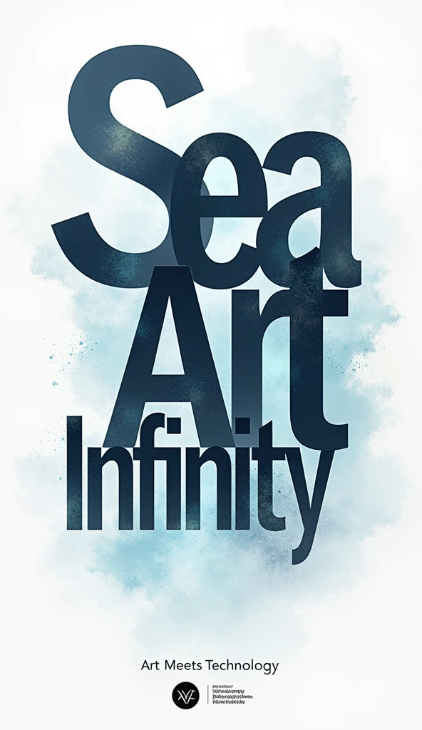Create a typographic poster using 'SeaArt Infinity.' The focus should be on creative and artistic text arrangement, with the phrase 'SeaArt Infinity' taking center stage. Use a mix of bold and elegant fonts, with dynamic placement and varying sizes to create visual interest. The background should be abstract and minimalistic, using subtle patterns or gradients to enhance the text. At the bottom, include the phrase 'Art Meets Technology' in a sleek, modern font. (Typography, modern design, high contrast, 8K quality).