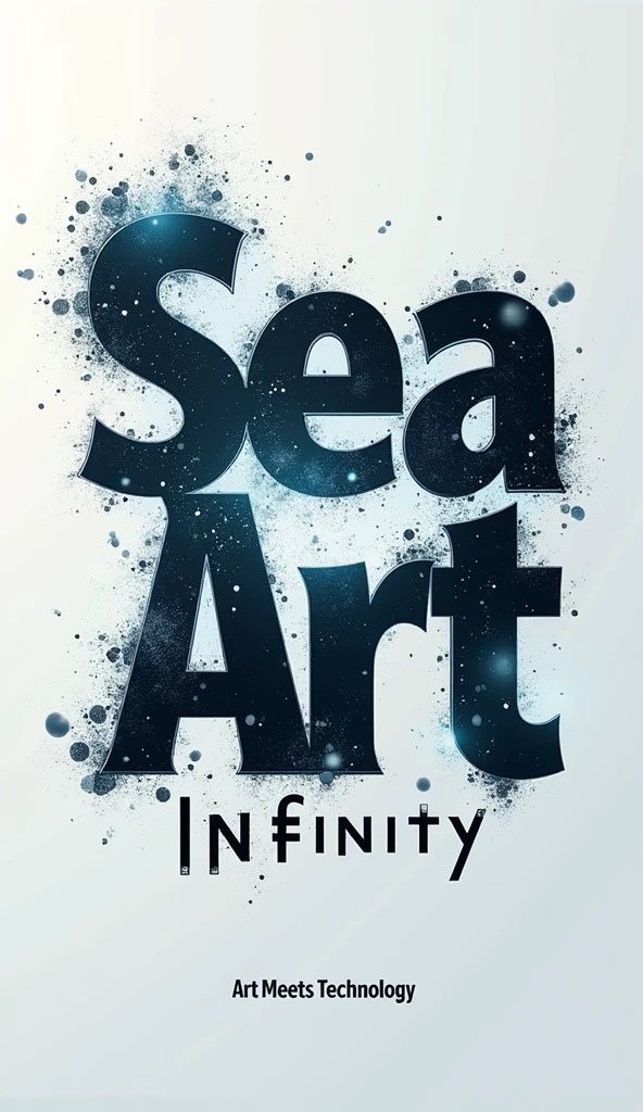 Create a typographic poster using 'SeaArt Infinity.' The focus should be on creative and artistic text arrangement, with the phrase 'SeaArt Infinity' taking center stage. Use a mix of bold and elegant fonts, with dynamic placement and varying sizes to create visual interest. The background should be abstract and minimalistic, using subtle patterns or gradients to enhance the text. At the bottom, include the phrase 'Art Meets Technology' in a sleek, modern font. (Typography, modern design, high contrast, 8K quality).
