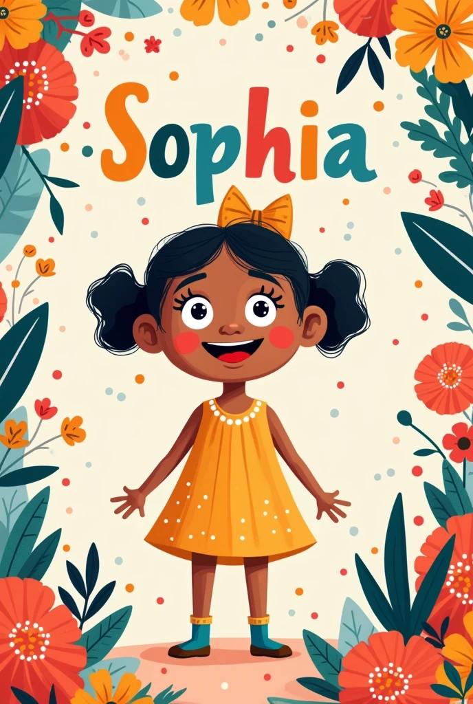Birthday invitation with a bolofofo theme written on Sophia&#39;s name, 1 year old 