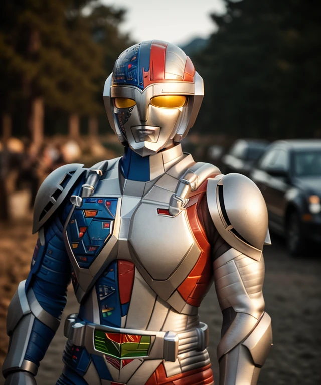 cinematic film still , RAW photo, realistic , perfect lighting, high quality, film grain, ChoujinkiMetalderQuiron, hero pose, . shallow depth of field, vignette, highly detailed, high budget Hollywood movie, bokeh, cinemascope, moody, epic, gorgeous, film grain, grainy