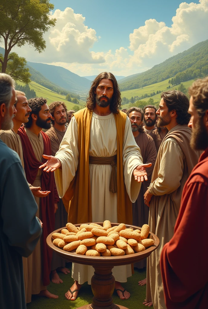 Graphic drawing on the story of John 6:1-15 of the bible