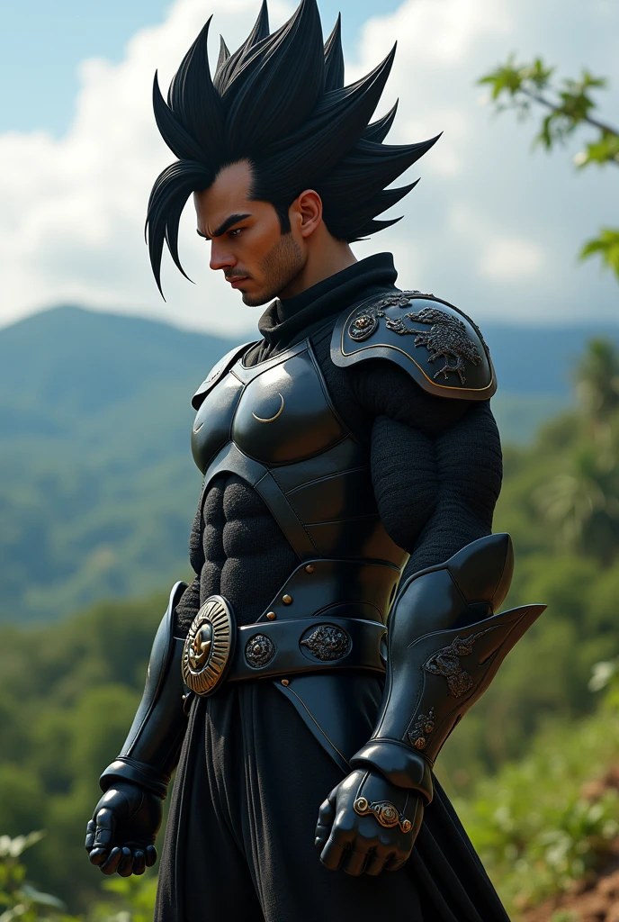 Hero from Rondônia with black ninja armor called nadson dragon ball z super saygin