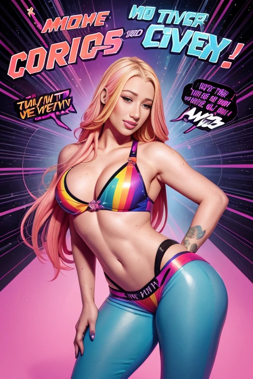 Attractive Iggy Azalea sexy smirk！, Voices that materialize, (text: Sorry! I'm to sexy ♡), Extruded into line art, Words are output as text, Character Front, Vivid full-color, Communicate the screams of your subjects in pleasure, multicolor. Illustration, (text: Sorry! I'm to sexy ♡) The letters are coming closer! Powerful characters, 