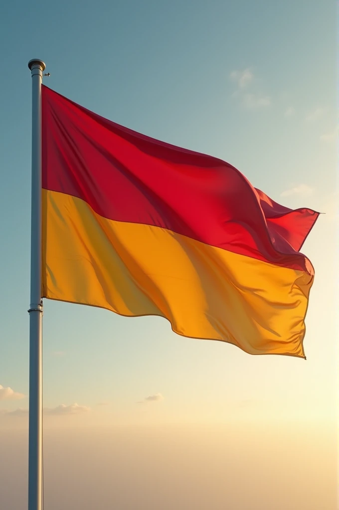 ((Best quality)), red and yellow flag, Red color above and yellow below in horizontal form, flag in the sky