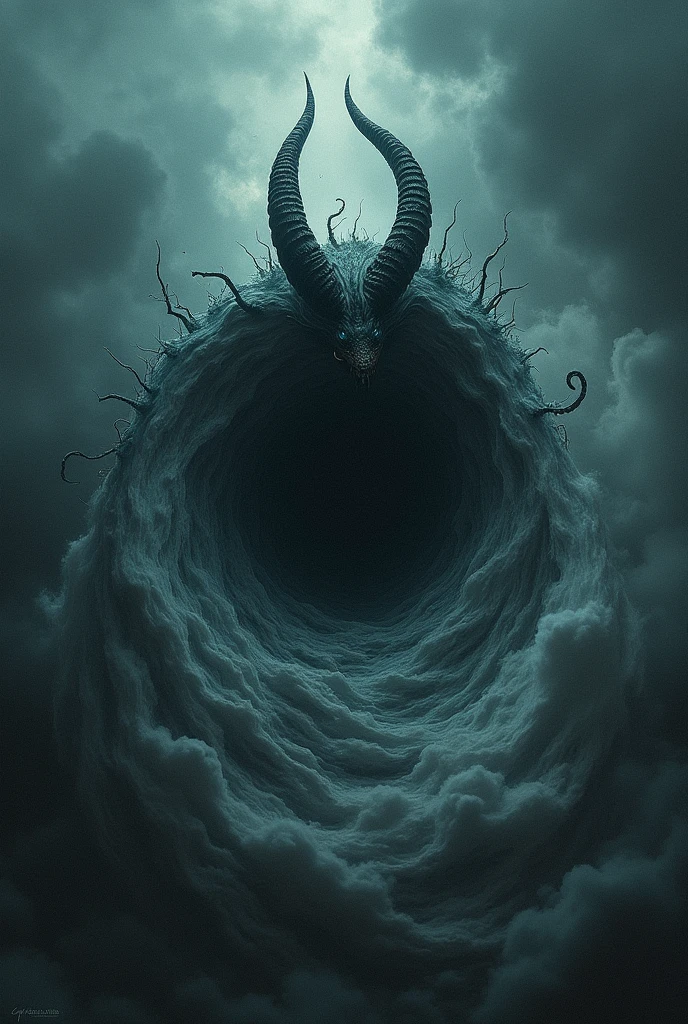 Vortex może być przedstawiony jako wir lub wirujący wir, absorbing everything, co znajdzie się w jego zasięgu. Its outer layer is dark and cloudy., wypełniona światełkami przypominającymi błyski używek i nałogów. Wnętrze wiru to mroczne, chaotic patterns symbolizing self-destruction and co-dependency. The demon's body is full of holes and distortions., suggesting the destructive nature of addiction.