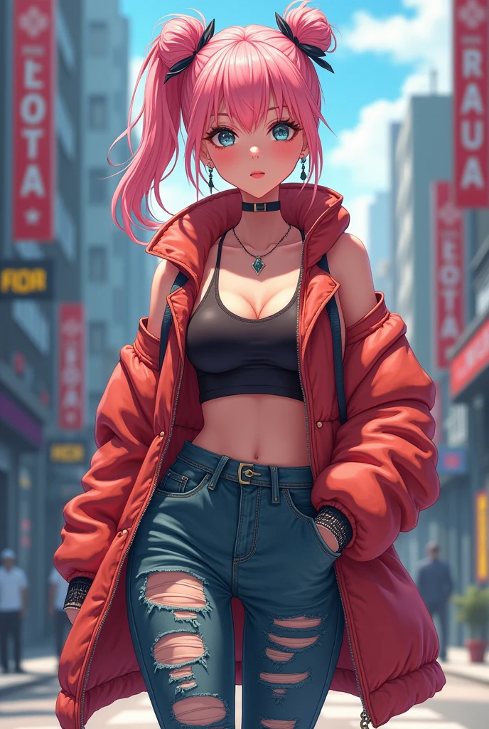 Anime Fashion Trendsetter: Character in stylish, modern clothes, Maybe, with unique accessories and hairstyle