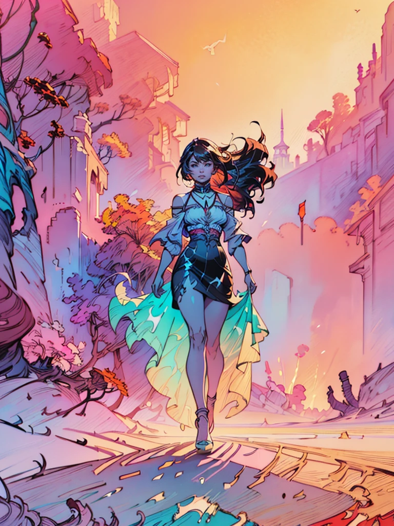 full length body shot,(((ultra warm bright pastel colors))), orange pink white colors, sharp focus, lut, ultra insane high resolution intricate textures, texture indentation, there is a gorgeous girl standing on sand wind in the hair, (((((Charlie Bowater, art by Alena Aenami, art by Albert Bierstadt, art by Carne Griffiths))))), luminism, light placement art, octane render, ultra intricately detailed, ultra maximalism, romanticism, 2.5D Parallax Effect