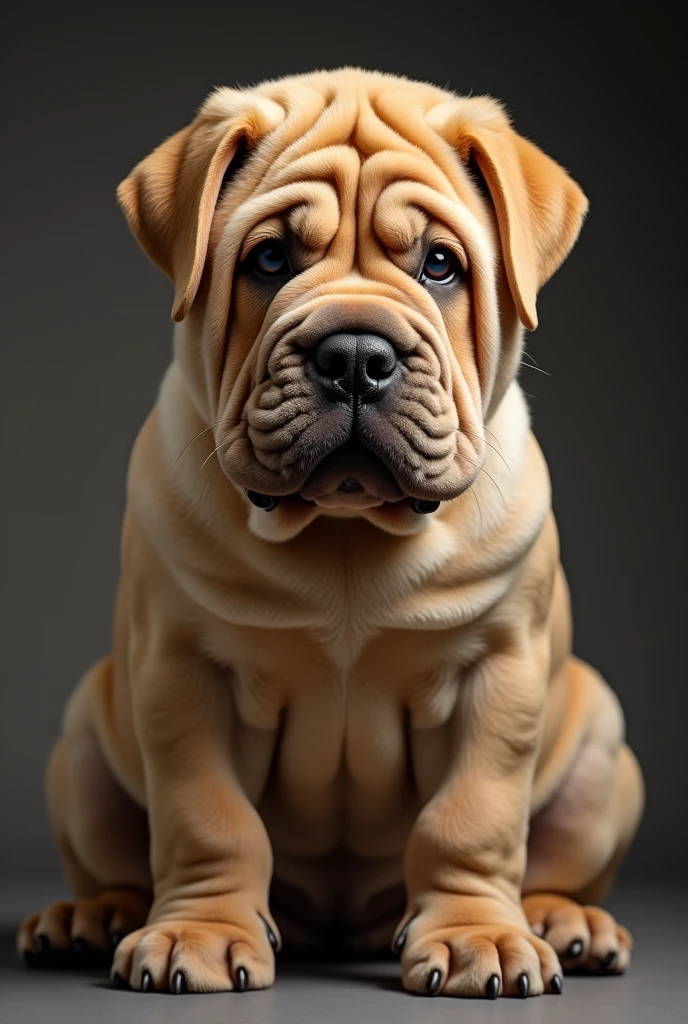 Chinese Shar Pei dog with large head and overly wrinkled skin
