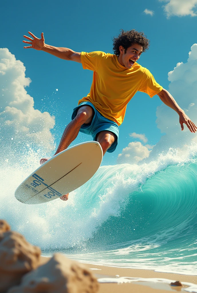 A man surfing on top of a mate gourd