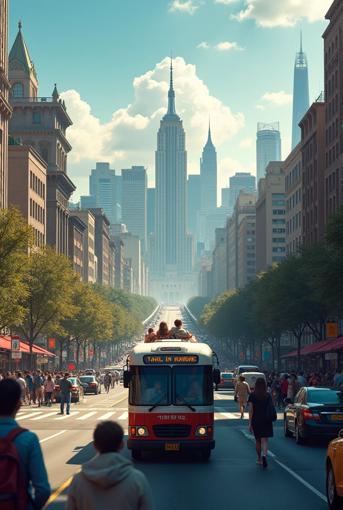 The minibus arrives in the city to see the whole panorama